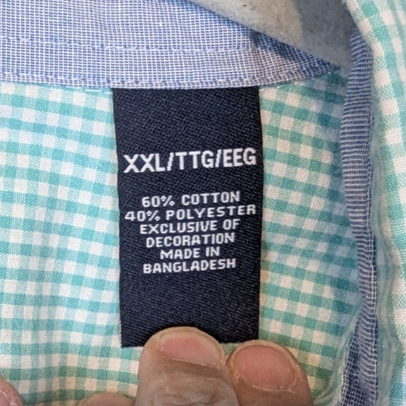 Chaps XXL gingham button down shirt in light turquoise - Picture 6 of 10